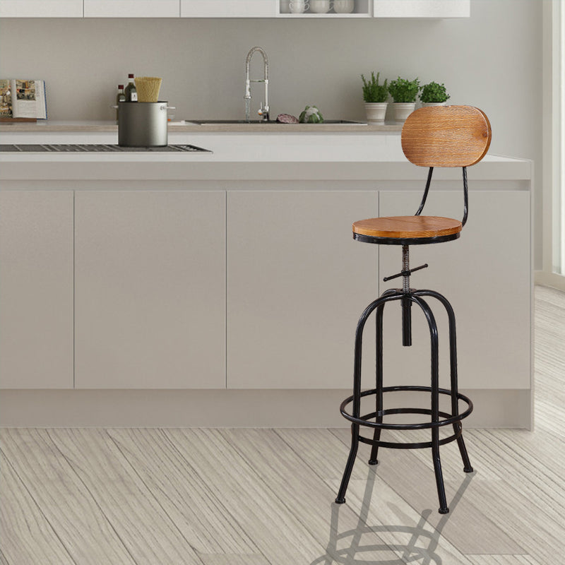 Levede Industrial Bar Stools Kitchen Stool Wooden Barstools Swivel Vintage Chair