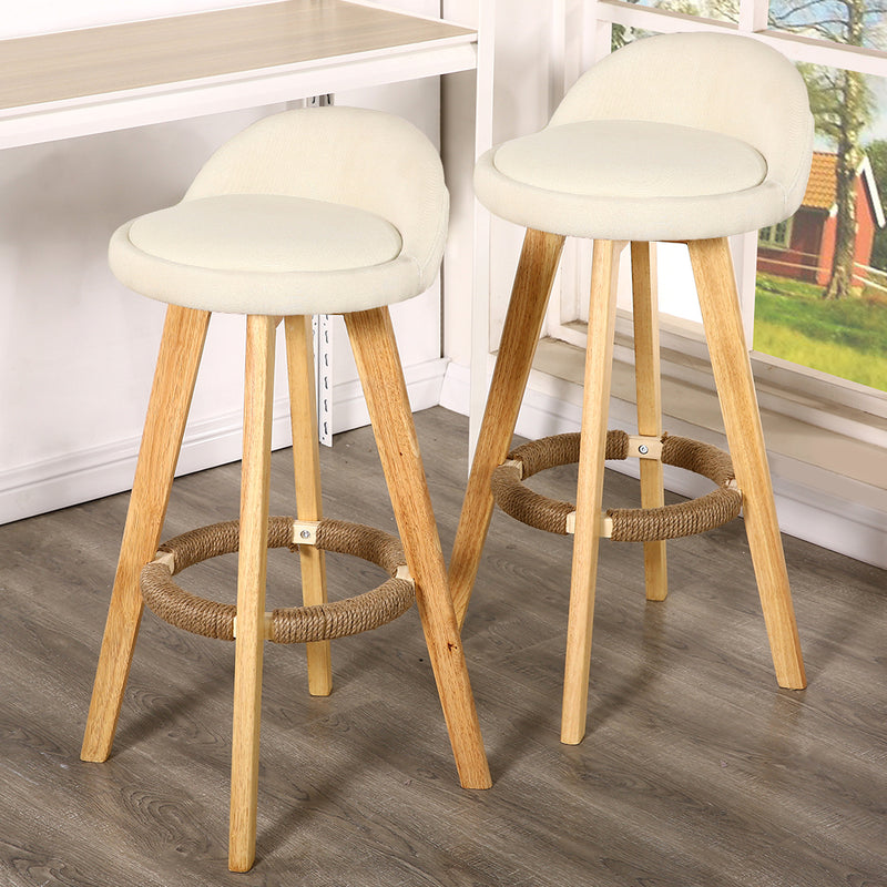2x Levede Fabric Swivel Bar Stool Kitchen Stool Dining Chair Barstools Cream