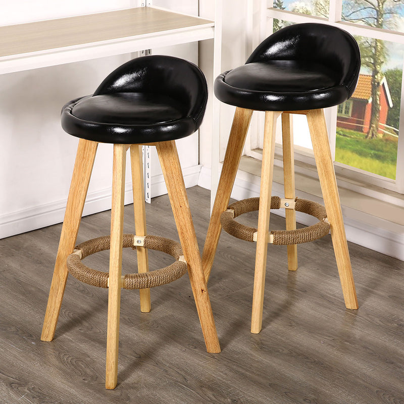 2x Levede Leather Swivel Bar Stool Kitchen Stool Dining Chair Barstools Black