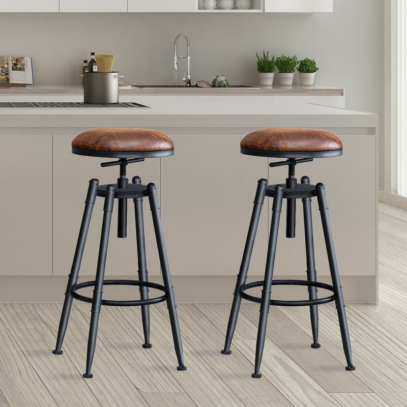 2x Levede Rustic Industrial Bar Stool Kitchen Stool Barstool Swivel Dining Chair
