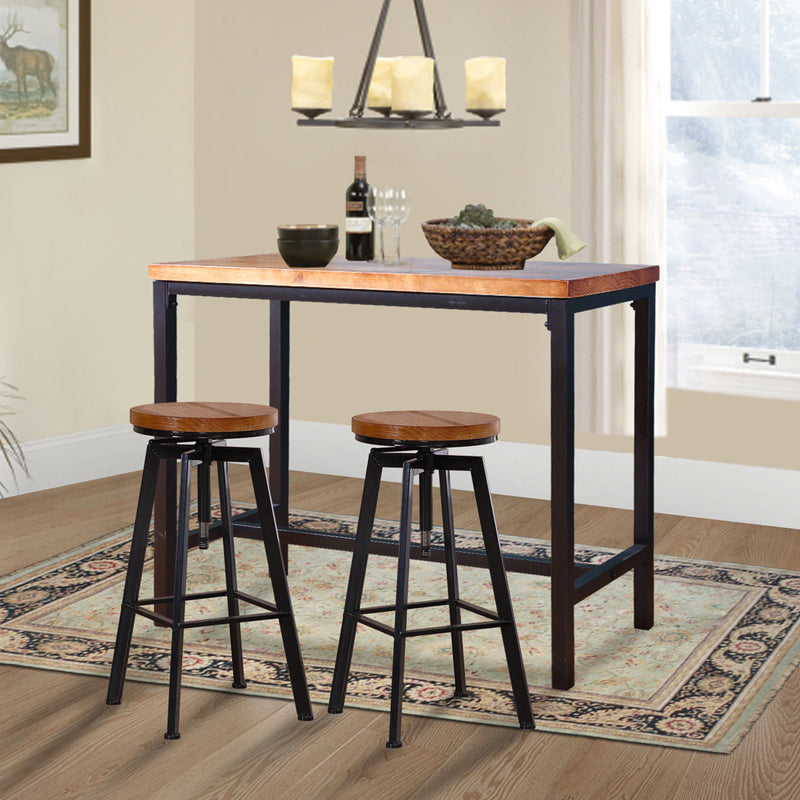 Levede 3pc Industrial Pub Table Bar Stools Wood Chair Set Home Kitchen Furniture