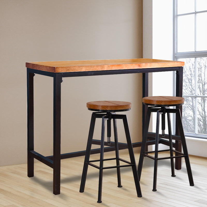 Levede 3pc Industrial Pub Table Bar Stools Wood Chair Set Home Kitchen Furniture