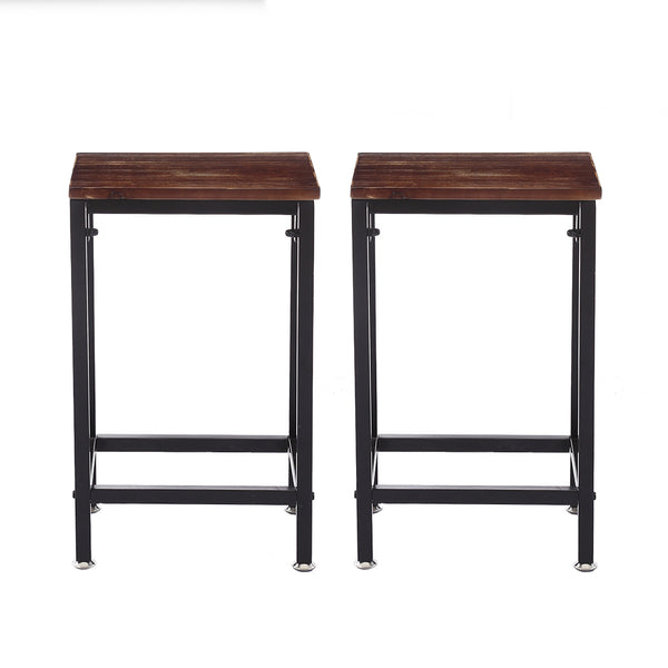 2x Bar Stools Stool Kitchen Wooden Black Chair Dining Metal Industrial Barstools