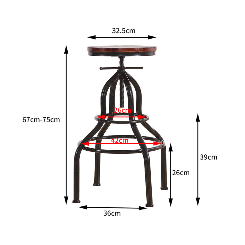 Levede 4x Industrial Bar Stools Kitchen Stool Wooden Barstools Swivel Chair