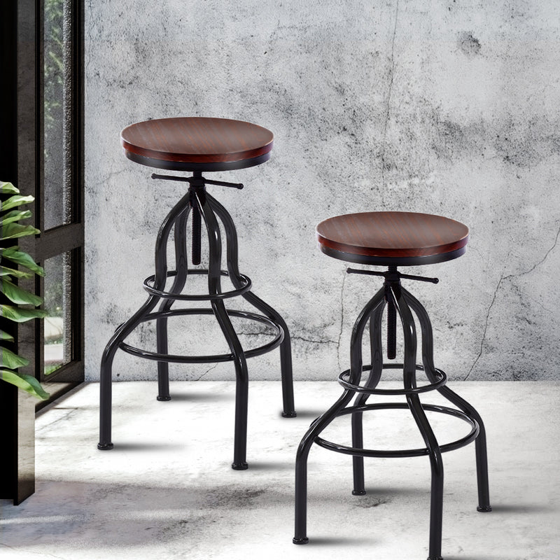 Levede 4x Industrial Bar Stools Kitchen Stool Wooden Barstools Swivel Chair