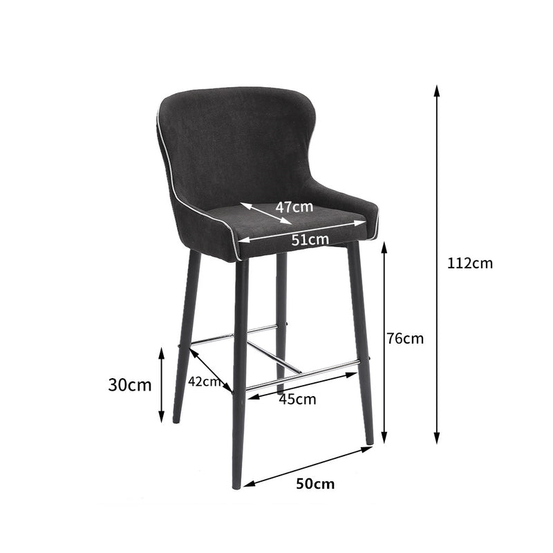 2x Bar Stools Stool Kitchen Dining Chair Chairs Metal Industrial Barstools