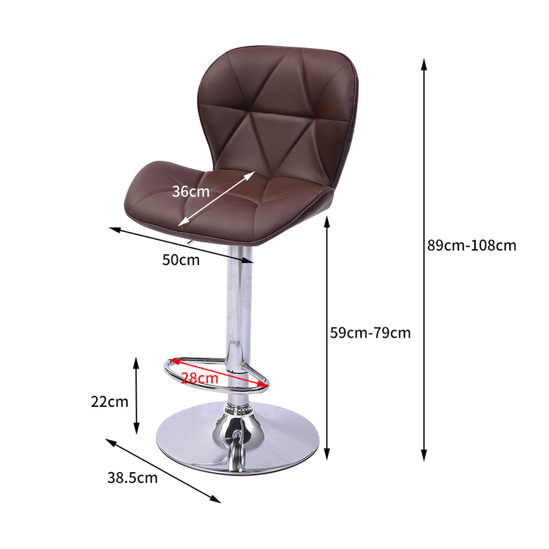 2x Bar Stools Stool Swivel Gas Lift Kitchen Leather Chair Chairs Metal Barstools