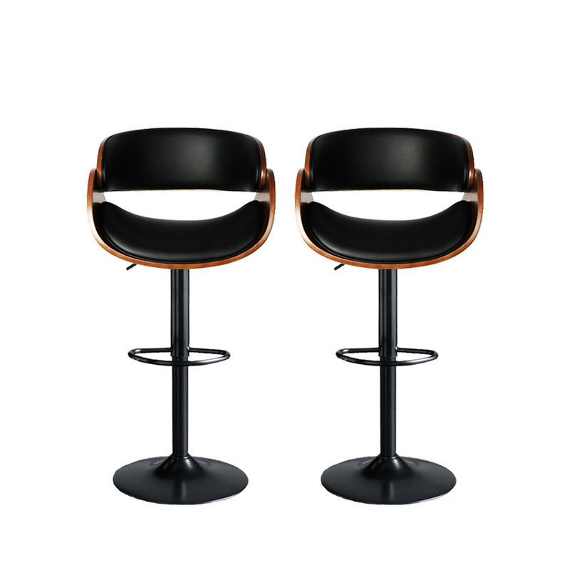 Levede 1x Bar Stools Kitchen Gas Lift Wooden Beech Stool Chair Swivel Barstools