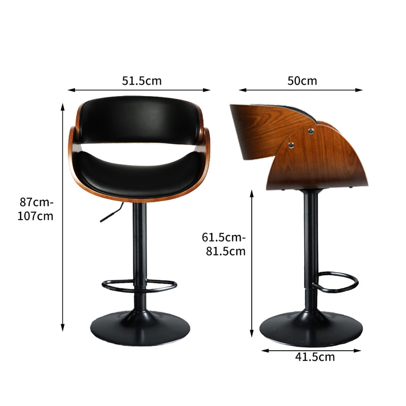 Levede 1x Bar Stools Kitchen Gas Lift Wooden Beech Stool Chair Swivel Barstools