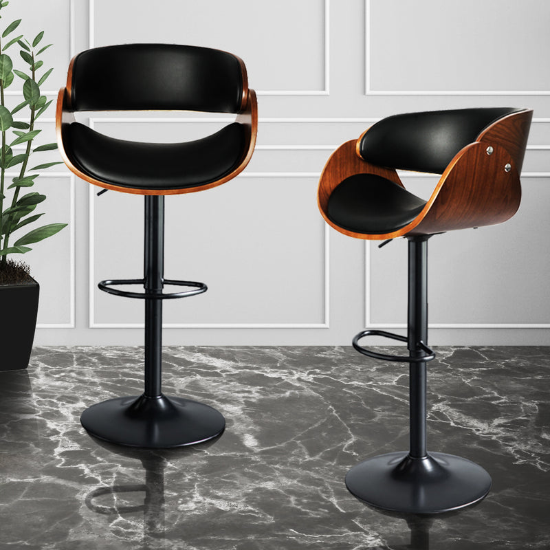Levede 1x Bar Stools Kitchen Gas Lift Wooden Beech Stool Chair Swivel Barstools
