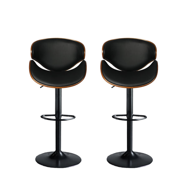 Levede 1x Bar Stools Kitchen Gas Lift Wooden Beech Stool Chair Swivel Barstools