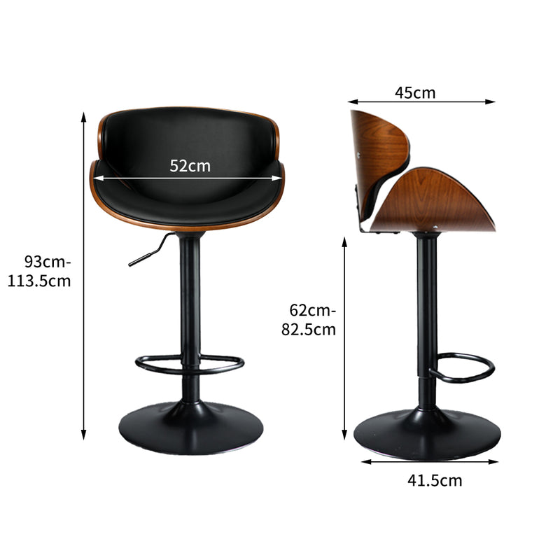 Levede 1x Bar Stools Kitchen Gas Lift Wooden Beech Stool Chair Swivel Barstools