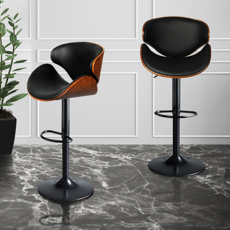 Levede 1x Bar Stools Kitchen Gas Lift Wooden Beech Stool Chair Swivel Barstools