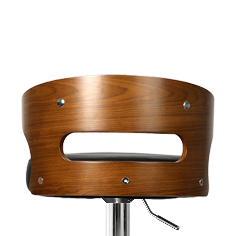 Levede 1x Kitchen Bar Stools Gas Lift Wooden Beech Stool Metal Black Barstools