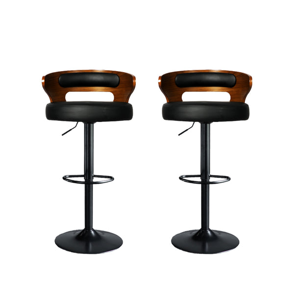 Levede 1x Bar Stools Kitchen Gas Lift Wooden Beech Stool Chair Swivel Barstools