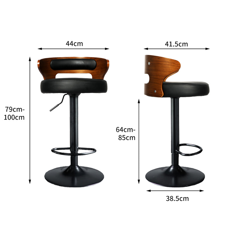 Levede 1x Bar Stools Kitchen Gas Lift Wooden Beech Stool Chair Swivel Barstools