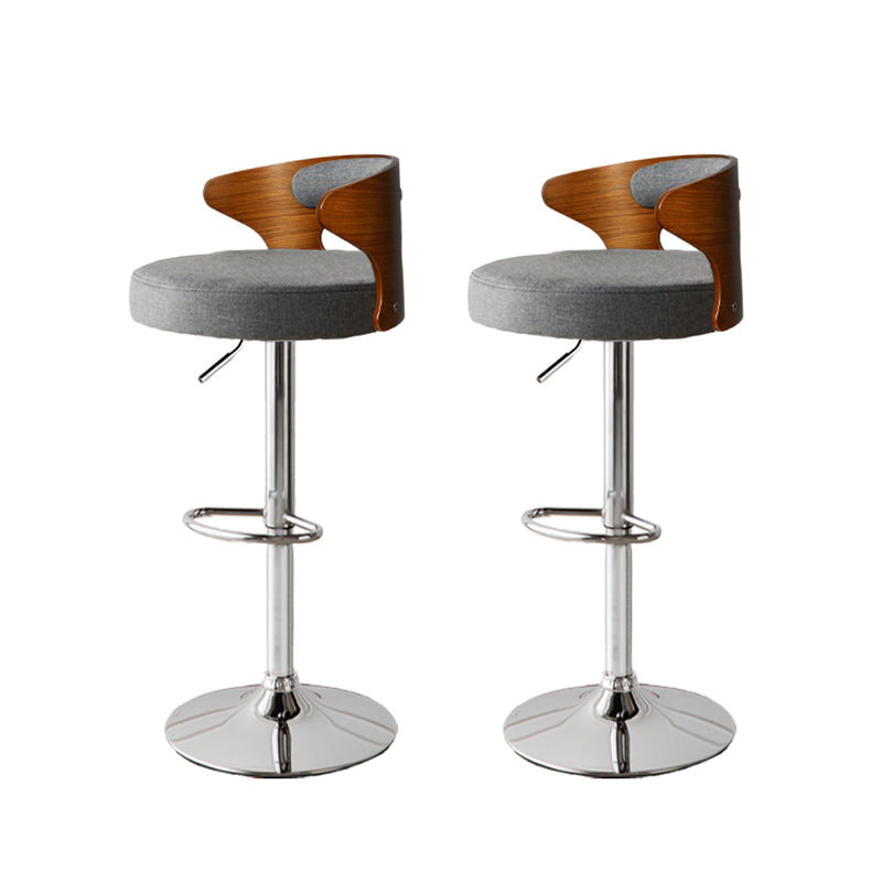 Levede 1x Kitchen Bar Stools Gas Lift Wooden Beech Stool Metal Barstools Grey
