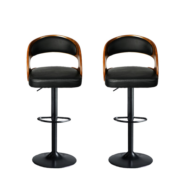 Levede 1x Bar Stools Kitchen Gas Lift Wooden Beech Stool Chair Swivel Barstools