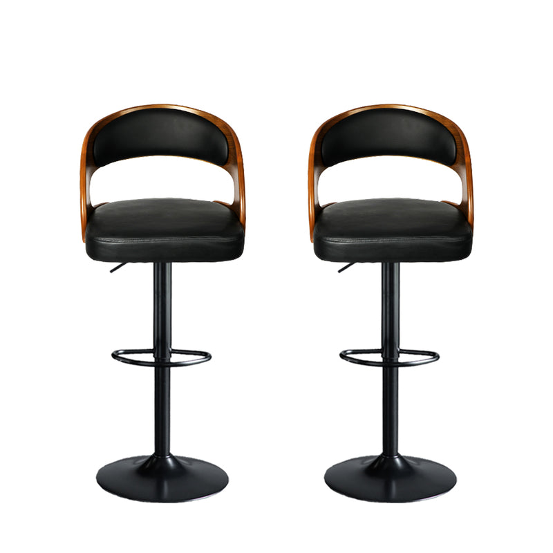 Levede 1x Bar Stools Kitchen Gas Lift Wooden Beech Stool Chair Swivel Barstools