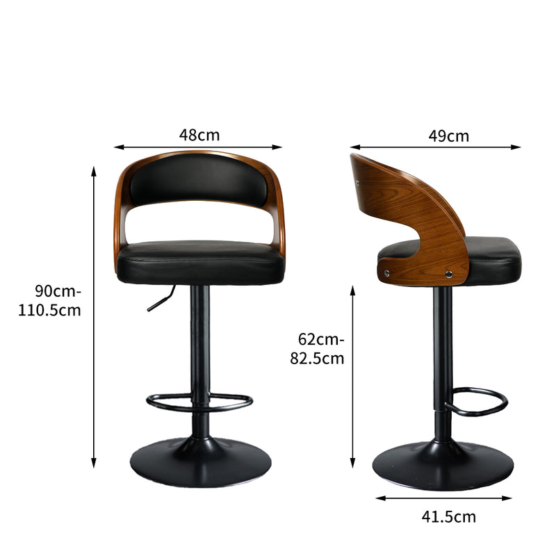 Levede 1x Bar Stools Kitchen Gas Lift Wooden Beech Stool Chair Swivel Barstools