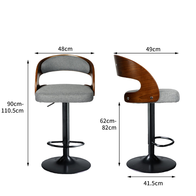 Levede 1x Bar Stools Kitchen Gas Lift Wooden Beech Stool Chair Swivel Barstools