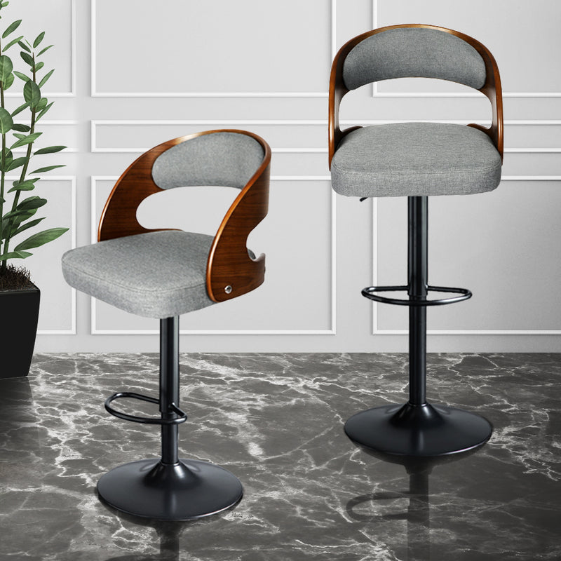 Levede 1x Bar Stools Kitchen Gas Lift Wooden Beech Stool Chair Swivel Barstools
