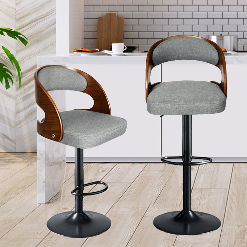 Levede 1x Bar Stools Kitchen Gas Lift Wooden Beech Stool Chair Swivel Barstools