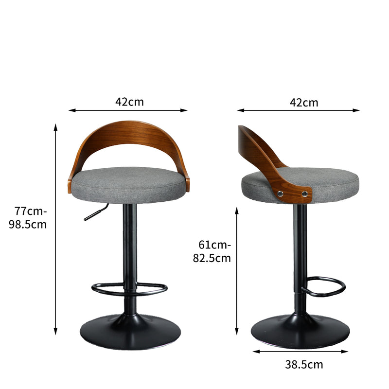 Levede 1x Bar Stools Kitchen Gas Lift Wooden Beech Stool Chair Swivel Barstools