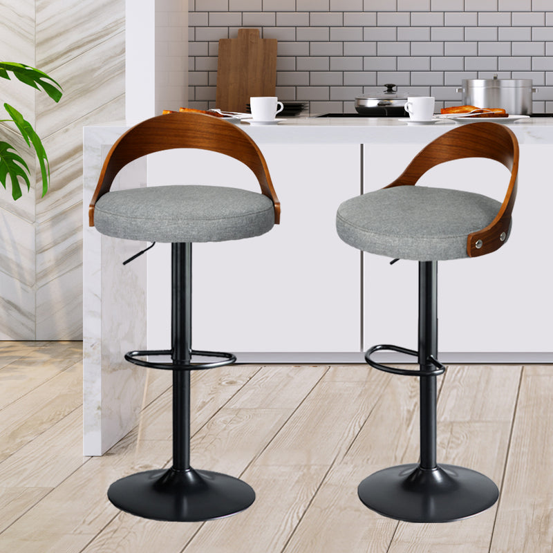 Levede 1x Bar Stools Kitchen Gas Lift Wooden Beech Stool Chair Swivel Barstools