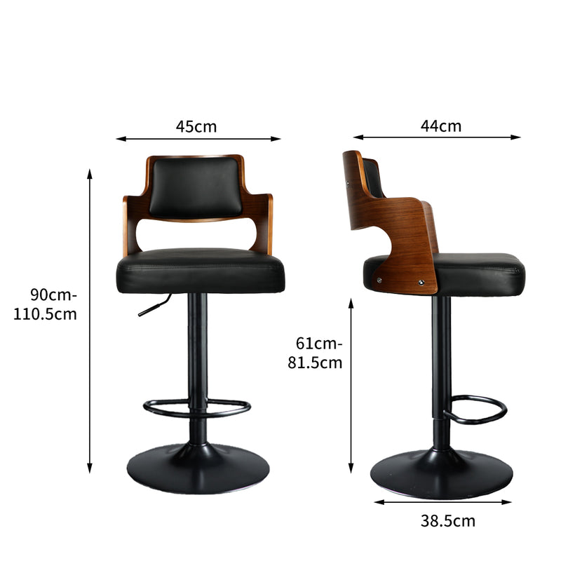 Levede 1x Bar Stools Kitchen Gas Lift Wooden Beech Stool Chair Swivel Barstools