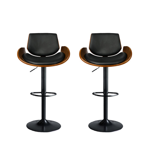 Levede 1x Bar Stools Kitchen Gas Lift Wooden Beech Stool Chair Swivel Barstools