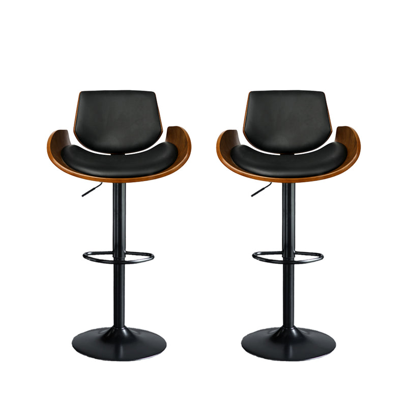 Levede 1x Bar Stools Kitchen Gas Lift Wooden Beech Stool Chair Swivel Barstools