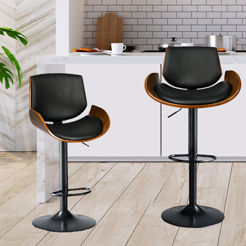 Levede 1x Bar Stools Kitchen Gas Lift Wooden Beech Stool Chair Swivel Barstools