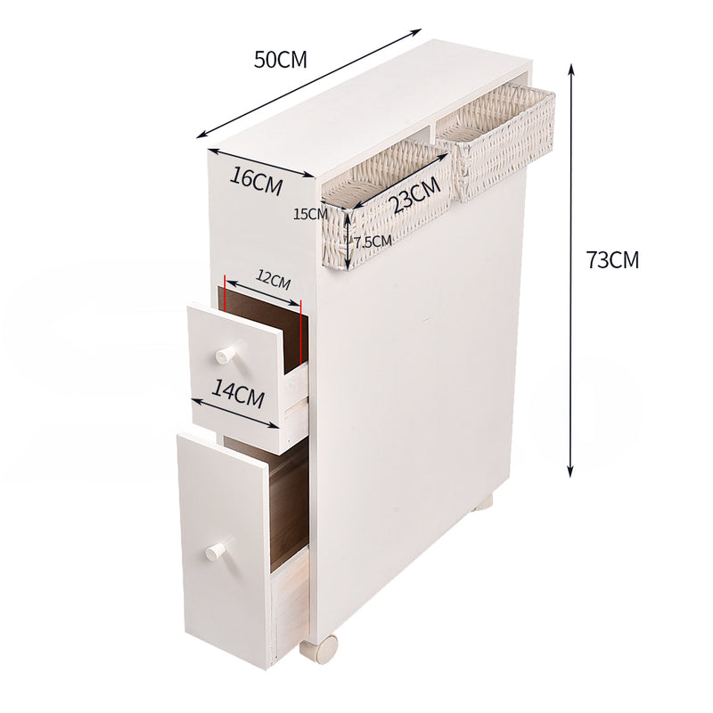 Levede Bathroom Toilet Storage Cabinet Tissue Box Holder Drawer Basket Wheels