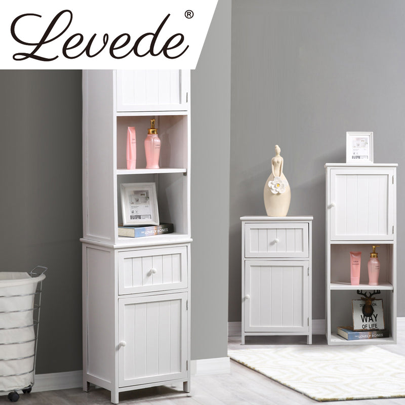 Levede 2 in 1 Bathroom Tallboy Furniture Toilet Storage Cabinet Laundry Cupboard