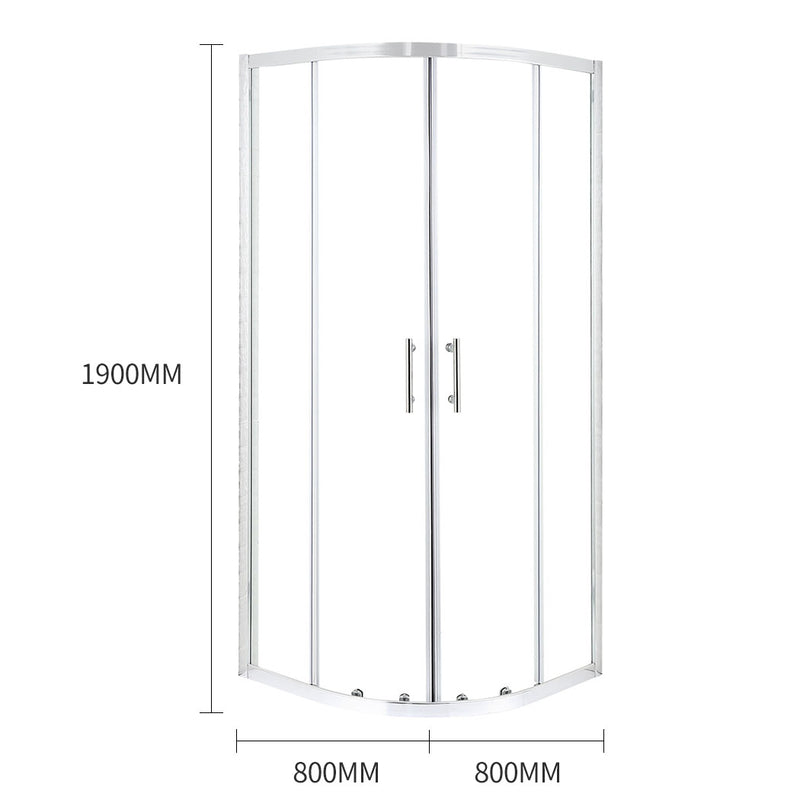 Levede Shower Screen Screens Door Seal Enclosure Glass PanelCurved800x800x1900mm