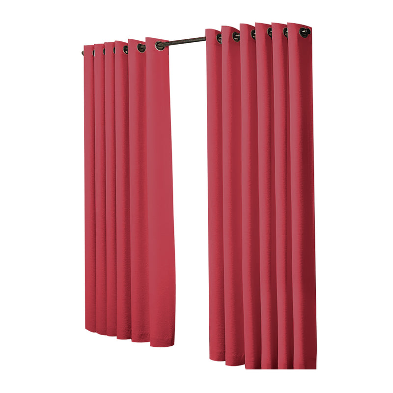 2x Blockout Curtains Panels 3 Layers Eyelet Room Darkening 240x230cm Burgundy