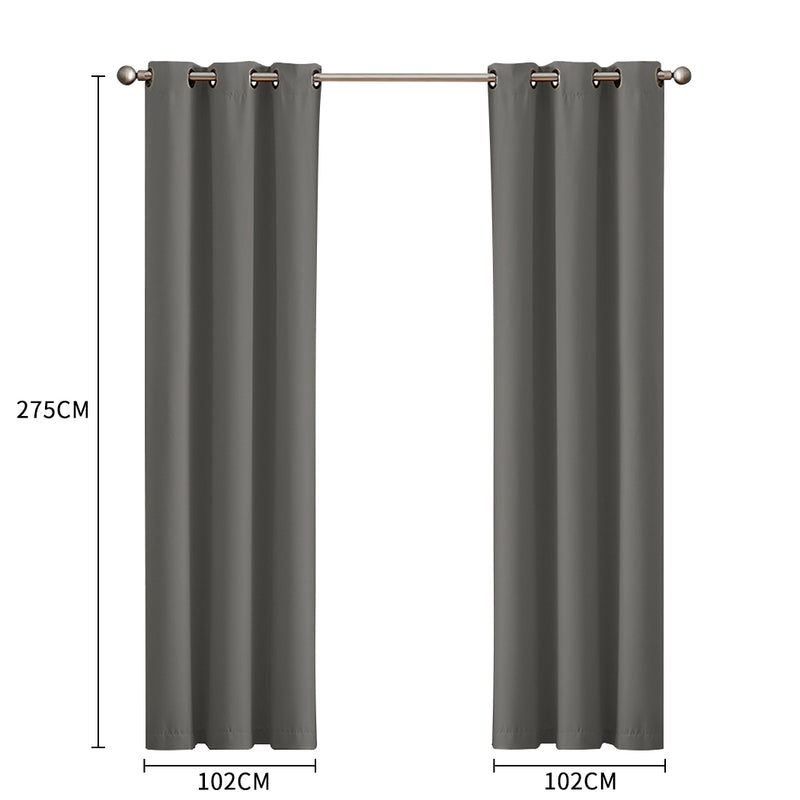 DreamZ Blockout Curtain Blackout Curtains Eyelet Room 102x275cm Charcoal