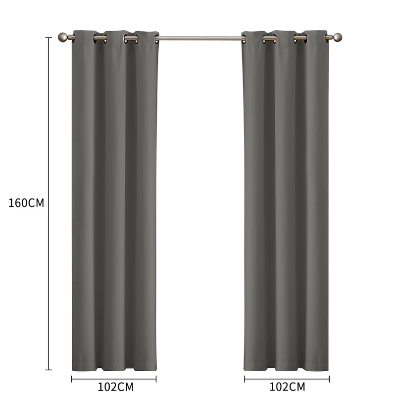 DreamZ Blockout Curtain Blackout Curtains Eyelet Room 102x160cm Charcoal