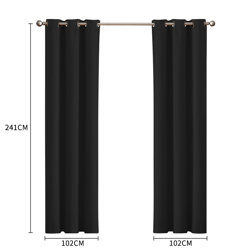 DreamZ Blockout Curtain Blackout Curtains Eyelet Room 102x241cm Black