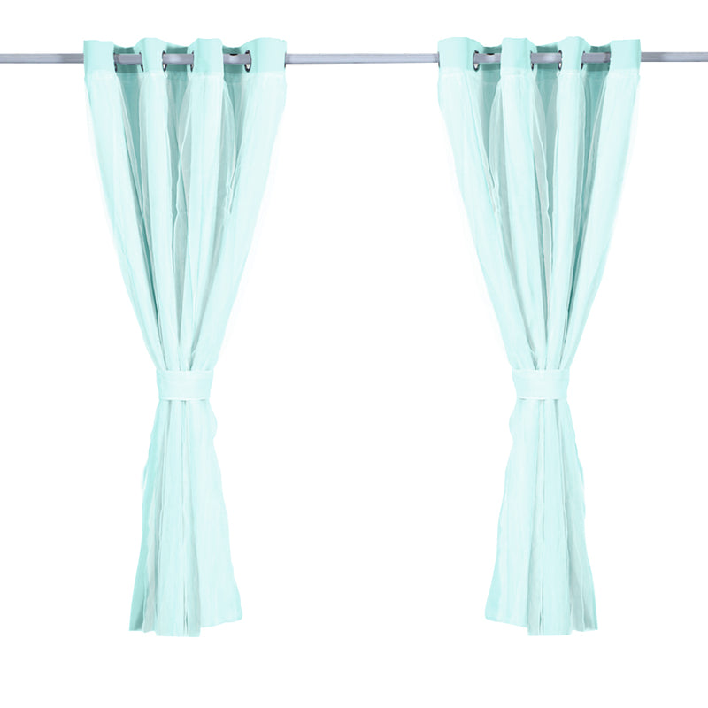 2x Blockout Curtains Panels 3 Layers with Gauze Room Darkening 140x230cm Aqua