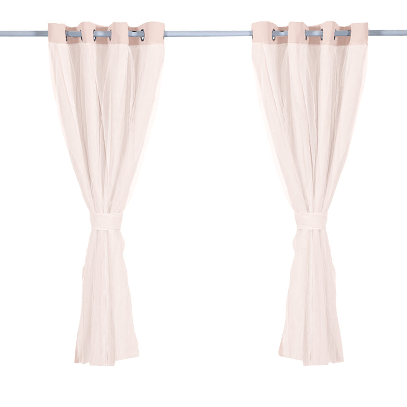 2x Blockout Curtains Panels 3 Layers with Gauze Room Darkening 140x230cm Rose