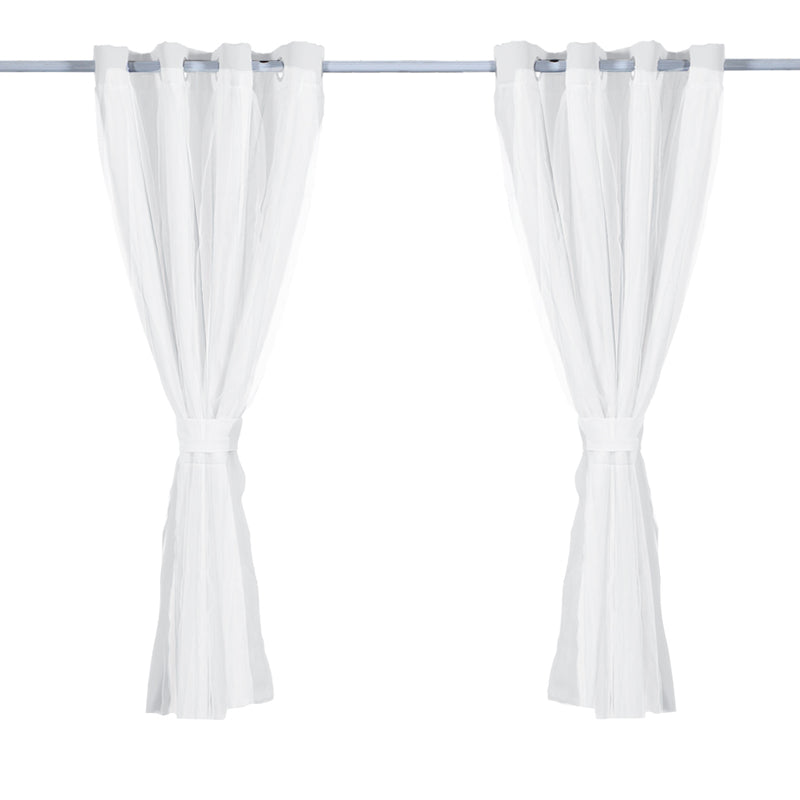 2x Blockout Curtains Panels 3 Layers with Gauze Room Darkening 140x244cm Grey