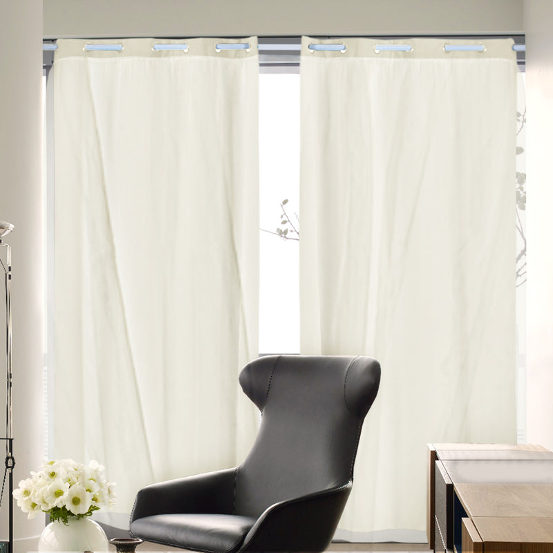 2x Blockout Curtains Panels 3 Layers with Gauze Room Darkening 240x230cm Sand