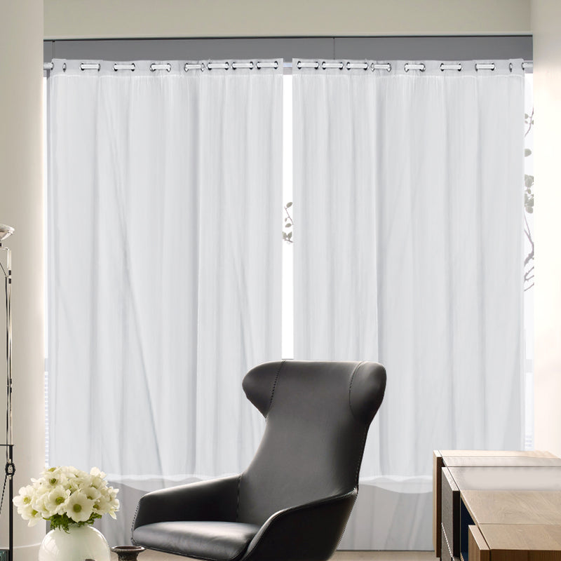 2x Blockout Curtains Panels 3 Layers with Gauze Room Darkening 300x230cm Grey