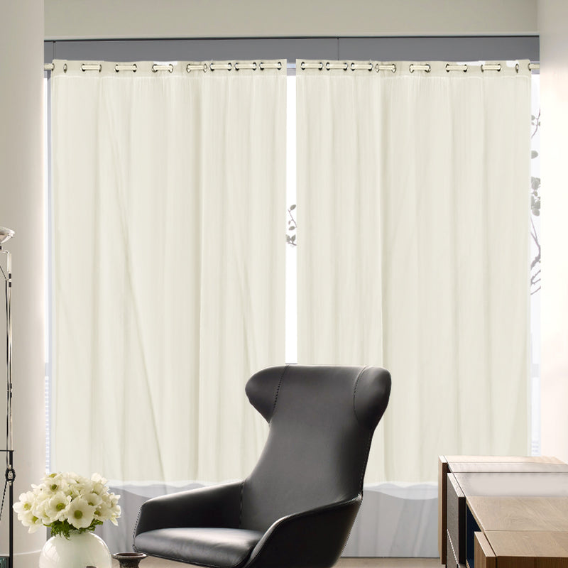 2x Blockout Curtains Panels 3 Layers with Gauze Room Darkening 300x230cm Sand