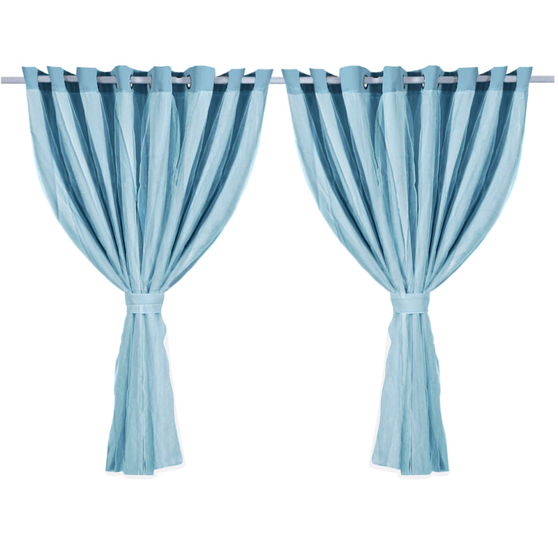 2x Blockout Curtains Panels 3 Layers with Gauze Darkening 300x230cm Turquoise