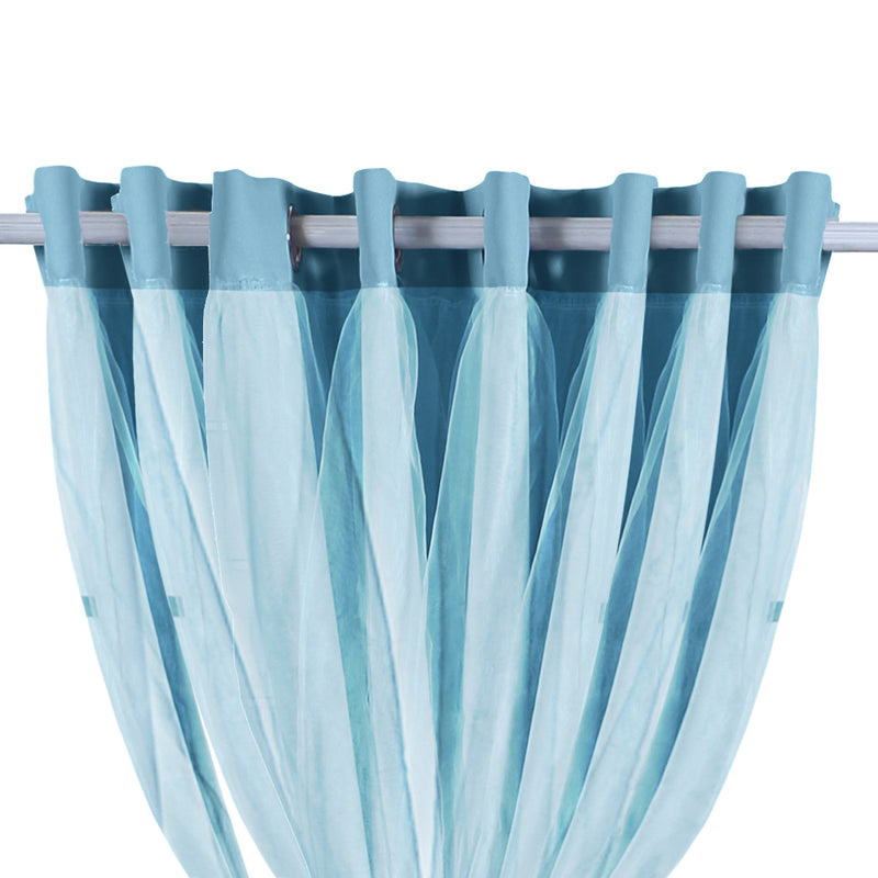 2x Blockout Curtains Panels 3 Layers with Gauze Darkening 300x230cm Turquoise