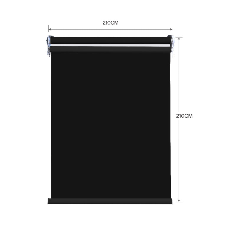 Modern Day/Night Double Roller Blinds Commercial Quality 210x210cm Black Black