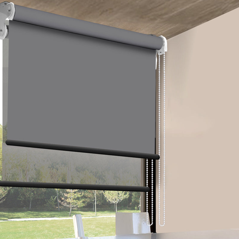 Modern Day/Night Double Roller Blind Commercial Quality 210x210cm Charcoal Black